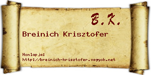 Breinich Krisztofer névjegykártya